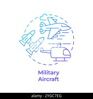 Military aircraft blue gradient concept icon Stock Vector