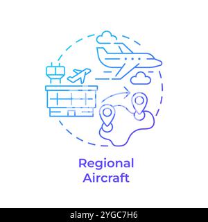 Regional aircraft blue gradient concept icon Stock Vector
