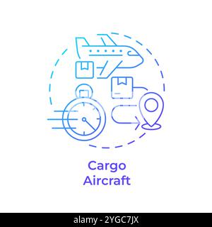 Cargo aircraft blue gradient concept icon Stock Vector