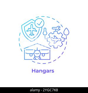 Hangars blue gradient concept icon Stock Vector