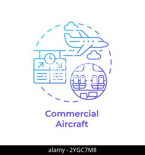 Commercial aircraft blue gradient concept icon Stock Vector