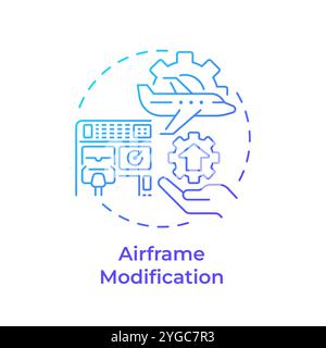 Airframe modification blue gradient concept icon Stock Vector