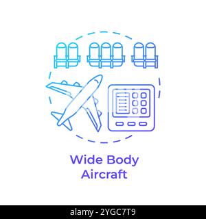 Wide body aircraft blue gradient concept icon Stock Vector