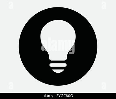 Round Light Bulb Circle Lightbulb Lamp Electric Power Creative Idea Inspiration Innovation Creativity Icon Sign Shape Line Outline Black White Vector Stock Vector