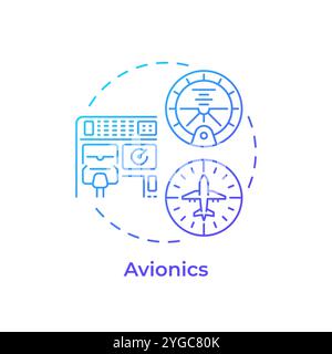 Avionics blue gradient concept icon Stock Vector