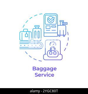 Baggage service blue gradient concept icon Stock Vector