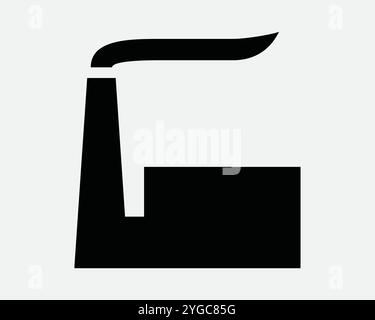 Factory Industrial Building Smoke Pollution Economy Pollute Production Construction Industry Processing Power Plant Black White Vector Sign Icon Shape Stock Vector