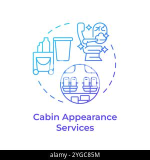 Cabin appearance services blue gradient concept icon Stock Vector
