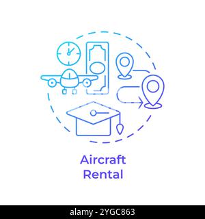 Aircraft rental blue gradient concept icon Stock Vector