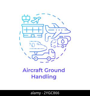 Aircraft ground handling blue gradient concept icon Stock Vector