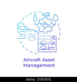 Aircraft asset management blue gradient concept icon Stock Vector