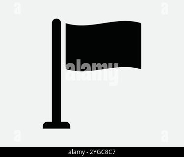 Flag on Pole Waving Banner Location Map Marker Position Pennant Flagpole Pin Direction Navigation GPS Icon Sign SVG Shape Outline Black White Vector Stock Vector