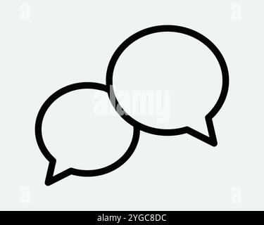 Chat Speech Message Conversation Bubble Communicate Debate Speak Talk Talking Gossip Balloon Discuss Icon Sign Shape Line Outline Black White Vector Stock Vector