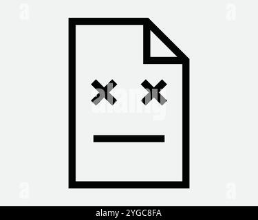 File Problem Issue Corrupted Damaged Damage Folder Document Emoji Dead Virus Deleted Corrupt Sheet Paper Sign Icon Shape Outline Black White Vector Stock Vector