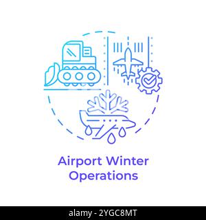 Airport winter operations blue gradient concept icon Stock Vector