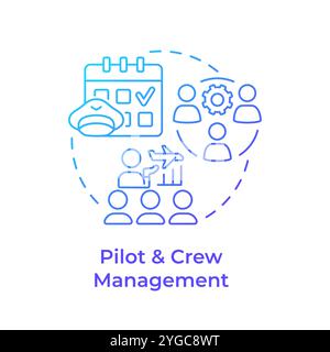 Pilot crew management blue gradient concept icon Stock Vector