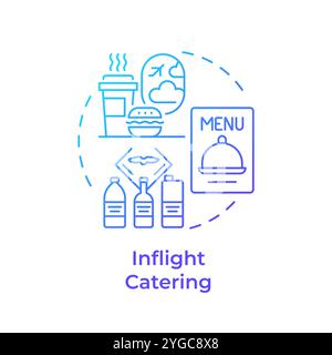 Inflight catering blue gradient concept icon Stock Vector