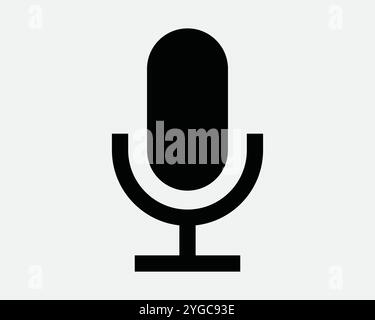 Podcast Talk Show Mike Mic Microphone Record Recording Radio Presenter Speech Media Sound Music Broadcast Icon Sign Line Outline Black White Vector Sh Stock Vector
