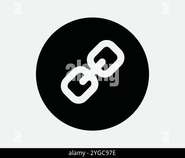 Round Chain Link Connection Circle Button Attachment Attach Protection Secure Security Metal Linked Icon Sign Shape Line Outline Black White Vector Stock Vector