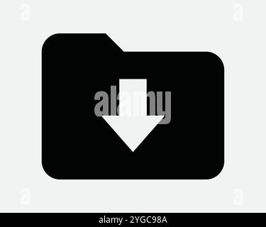 Download File Folder Document Storage Down Load Loading Save Doc Organize Portfolio Point Pointer Paper SVG Sign Icon Shape Outline Black White Vector Stock Vector