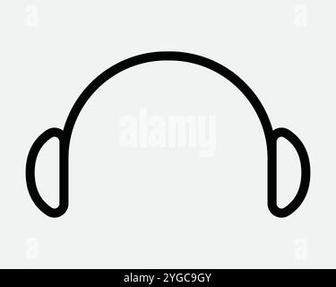 Headphone Earphone Music DJ Headset Listen Audio Stereo Sound Equipment Device Communication Hear Radio Black White Vector Sign Icon Shape Outline Stock Vector