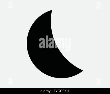 Moon Crescent Astronomy Night Sky Shadow Silhouette Islam Muslim Religion Planet Astrology Moonlight Icon Sign Line Outline Black White Vector Shape Stock Vector