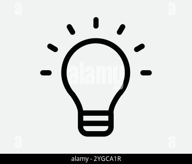 Light Lightbulb Bulb Idea Shine Bright Electric LED Round Energy Photon Creativity Creative Innovate Sign Icon Shape Line Outline Black White Vector Stock Vector