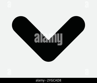 Down Caret Arrow Pointing South Point Pointer Scroll Swipe Gesture Downward Below Under Orientation Icon Sign Shape Line Outline Black White Vector Stock Vector