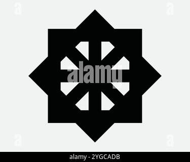 Starwheel Star Wheel Spoke Turn Turning Spiral Radial Circle Round Spoke Religion Circular Spread Out SVG Sign Icon Shape Outline Black White Vector Stock Vector