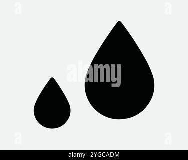 Water Droplet Drop Drip Oil Sweat Rain Rainfall Falling Two Double Moisture Wet Liquid Dew Drink Beverage Sign Icon Shape Outline Black White Vector Stock Vector