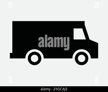 Truck Van Lorry Transportation Transport Delivery Deliver Vehicle Car Side View Cargo Lorry Freight Speed Logistic Sign Icon Shape Outline Black White Stock Vector