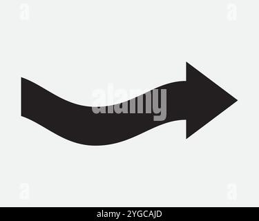 Right Arrow Wave Wavy Curve Pointing East Point Path Direction Navigation Orientation Position Aim Beside Black White Vector Sign Icon Shape Outline Stock Vector