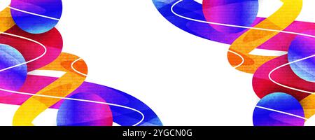 Colorful Curvy Line Shapes Background with Textured Effect. Creative Design for Banner, Poster or Advertising Stock Vector
