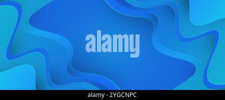 Abstract Fluid Blue Wave Background in Papercut Style Stock Vector