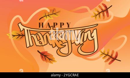 Thanksgiving Special Offer Banner with Flowing Orange Background. web page size template vector illustration Stock Vector