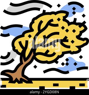 strong winds hurricane disaster line icon vector. strong winds ...