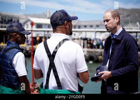 The Prince of Wales meeting local fishermen in Kalk Bay Harbour, Cape ...