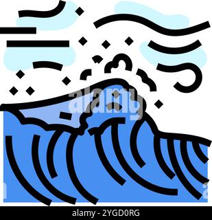 high waves hurricane disaster color icon vector. high waves hurricane ...