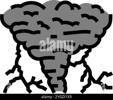 lightning hurricane disaster color icon vector illustration Stock Vector