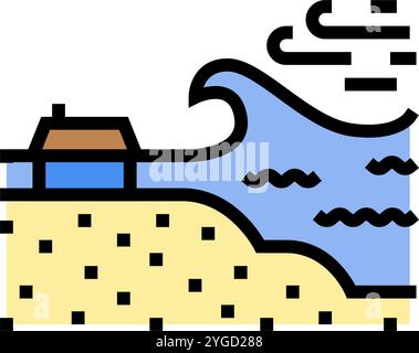 storm surge flooding hurricane disaster line icon vector illustration ...
