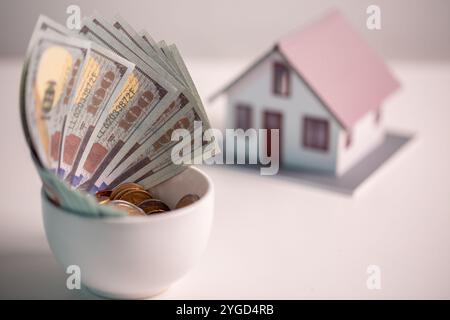 Effective finance management in business sector involves saving money, managing cash, and investing coins and currency to drive economic growth and st Stock Photo