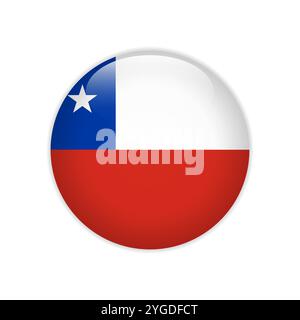 Chile flag on button Stock Vector