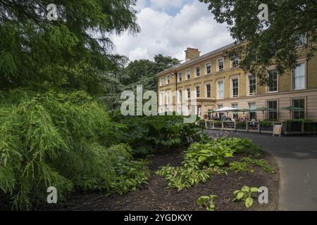 Historic building with terrace, Botanical Brasserie, Royal Botanic Gardens (Kew Gardens), UNESCO World Heritage Site, Kew, Greater London, England, Un Stock Photo