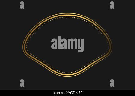 Elegant vintage gold retro frame on black background, with patterns, with empty space . Vector illustration Stock Vector