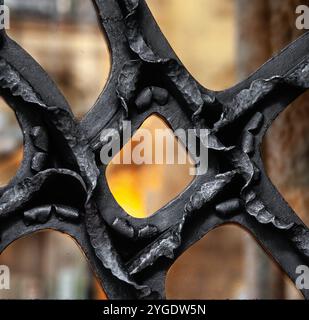 Detalle del hierro forjado de las puertas de la Casa Milà (La Pedrera) de Barcelona. Author: ANTONI GAUDI. Stock Photo