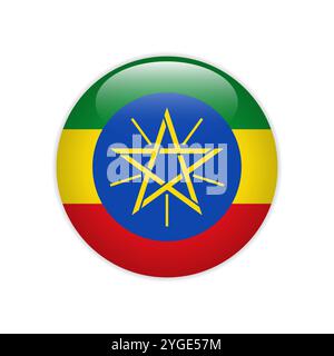 Ethiopia flag on button Stock Vector