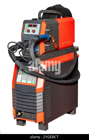 Powerful welding machine ready for precision tasks in an industrial workshop setting Stock Photo