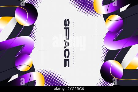 Modern and Futuristic Background with Waves, Gradient Shapes and Halftones. Suitable for Cover, Banner, Poster, or Landing Page Design Stock Vector