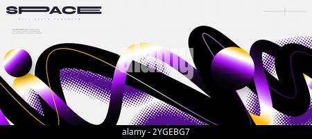 Modern and Futuristic Background with Waves, Gradient Shapes and Halftones. Suitable for Cover, Banner, Poster, or Landing Page Design Stock Vector