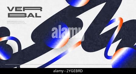 Modern and Futuristic Background with Waves, Gradient Shapes and Halftones. Suitable for Cover, Banner, Poster, or Landing Page Design Stock Vector